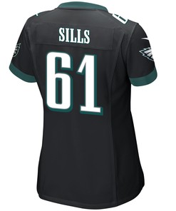 Josh Sills 61 Philadelphia Eagles Super Bowl LVII Champions 2 Stars Women Game Jersey - Black