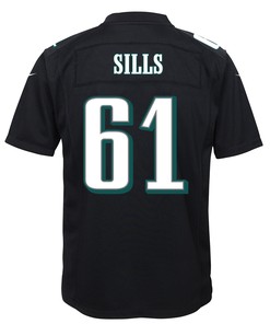 Josh Sills 61 Philadelphia Eagles Super Bowl LVII Champions 2 Stars Youth Game Jersey - Black