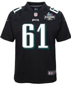 Josh Sills 61 Philadelphia Eagles Super Bowl LVII Champions 2 Stars Youth Game Jersey - Black