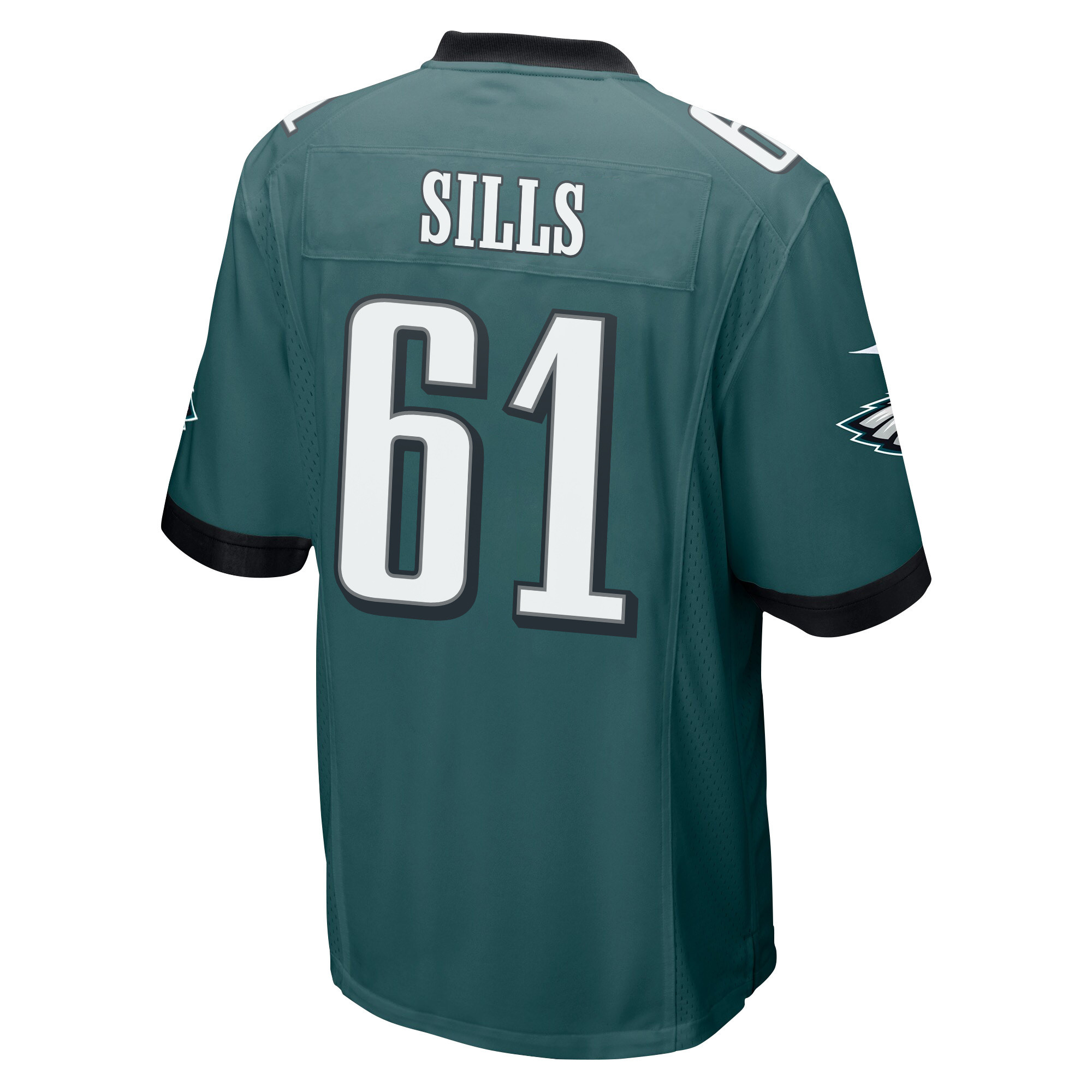 Josh Sills 61 Philadelphia Eagles Super Bowl LVII Champions Men Game Jersey - Midnight Green