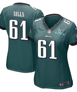 Josh Sills 61 Philadelphia Eagles Super Bowl LVII Champions Women Game Jersey - Midnight Green
