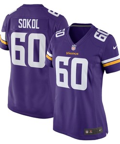 Josh Sokol 60 Minnesota Vikings Women's Home Game Player Jersey - Purple