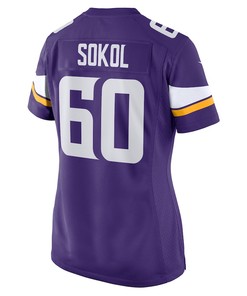 Josh Sokol 60 Minnesota Vikings Women's Home Game Player Jersey - Purple