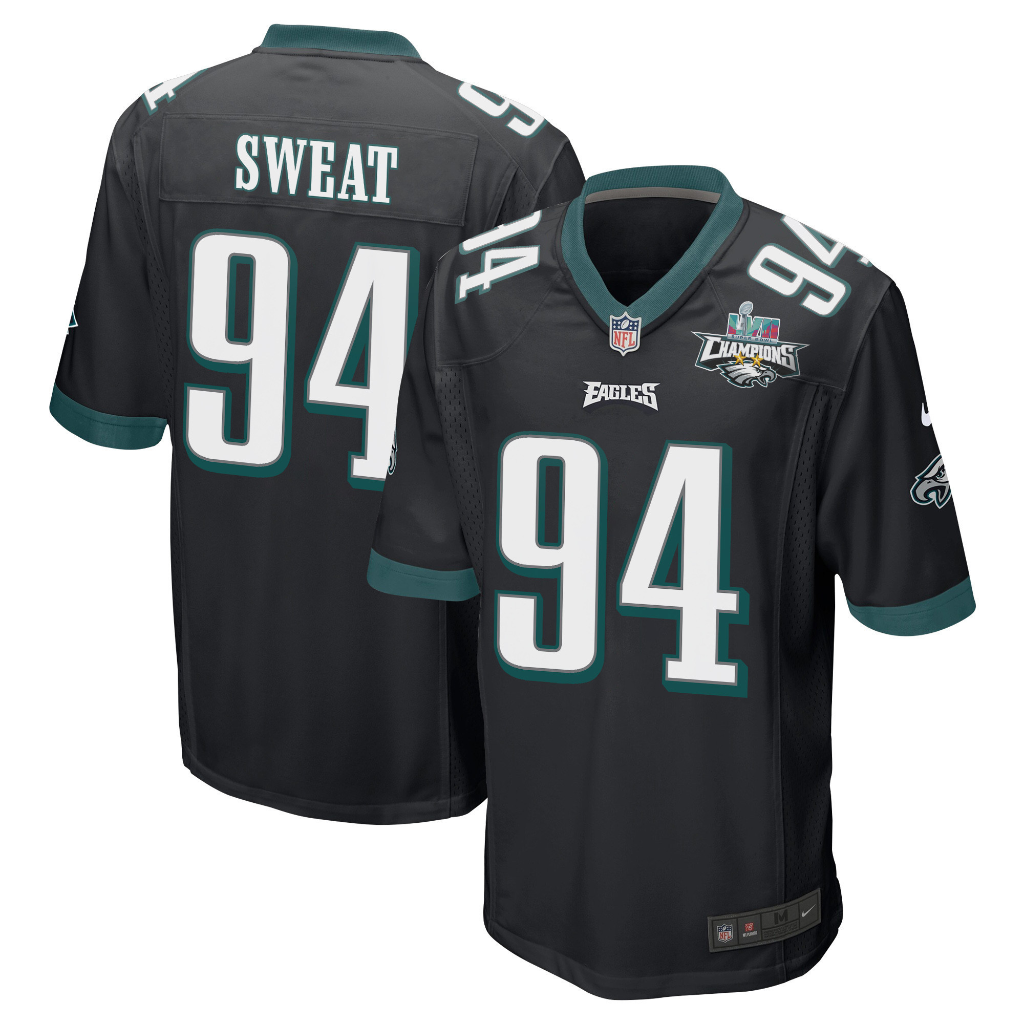 Josh Sweat 94 Philadelphia Eagles Super Bowl LVII Champions 2 Stars Men Game Jersey - Black