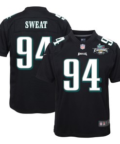 Josh Sweat 94 Philadelphia Eagles Super Bowl LVII Champions 2 Stars Youth Game Jersey - Black