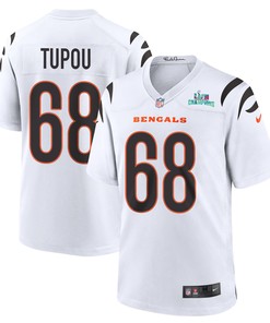 Josh Tupou 68 Cincinnati Bengals Super Bowl LVII Champions Men Game Jersey - White