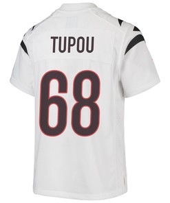 Josh Tupou 68 Cincinnati Bengals Super Bowl LVII Champions Youth Game Jersey - White