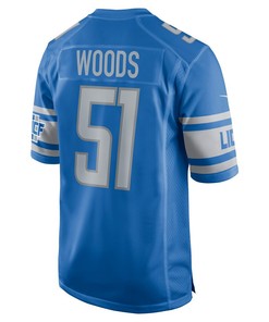 Josh Woods 51 Detroit Lions Player Game Jersey - Blue