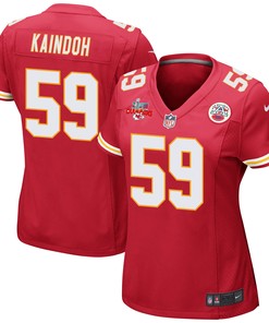 Joshua Kaindoh 59 Kansas City Chiefs Super Bowl LVII Champions 3 Stars Women Game Jersey - Red