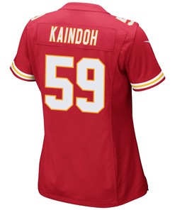 Joshua Kaindoh 59 Kansas City Chiefs Super Bowl LVII Champions 3 Stars Women Game Jersey - Red