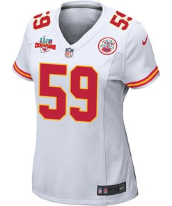 Joshua Kaindoh 59 Kansas City Chiefs Super Bowl LVII Champions 3 Stars Women Game Jersey - White