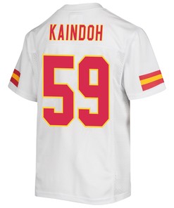 Joshua Kaindoh 59 Kansas City Chiefs Super Bowl LVII Champions 3 Stars Youth Game Jersey - White