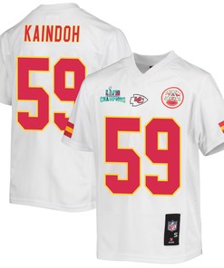 Joshua Kaindoh 59 Kansas City Chiefs Super Bowl LVII Champions Youth Game Jersey - White