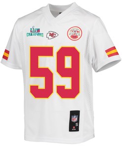 Joshua Kaindoh 59 Kansas City Chiefs Super Bowl LVII Champions Youth Game Jersey - White