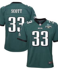 Josiah Scott 33 Philadelphia Eagles Super Bowl LVII Champions 2 Stars 2 Stars Youth Game Jersey - Black