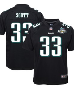 Josiah Scott 33 Philadelphia Eagles Super Bowl LVII Champions 2 Stars Youth Game Jersey - Black