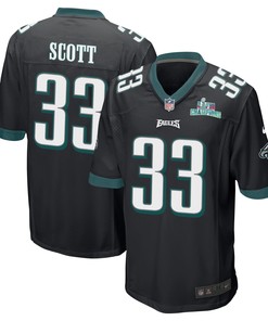 Josiah Scott 33 Philadelphia Eagles Super Bowl LVII Champions Men Game Jersey - Black