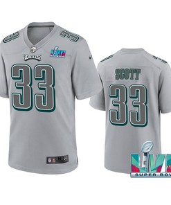 Josiah Scott 33 Philadelphia Eagles Super Bowl LVII Patch Atmosphere Fashion Game Jersey - Gray