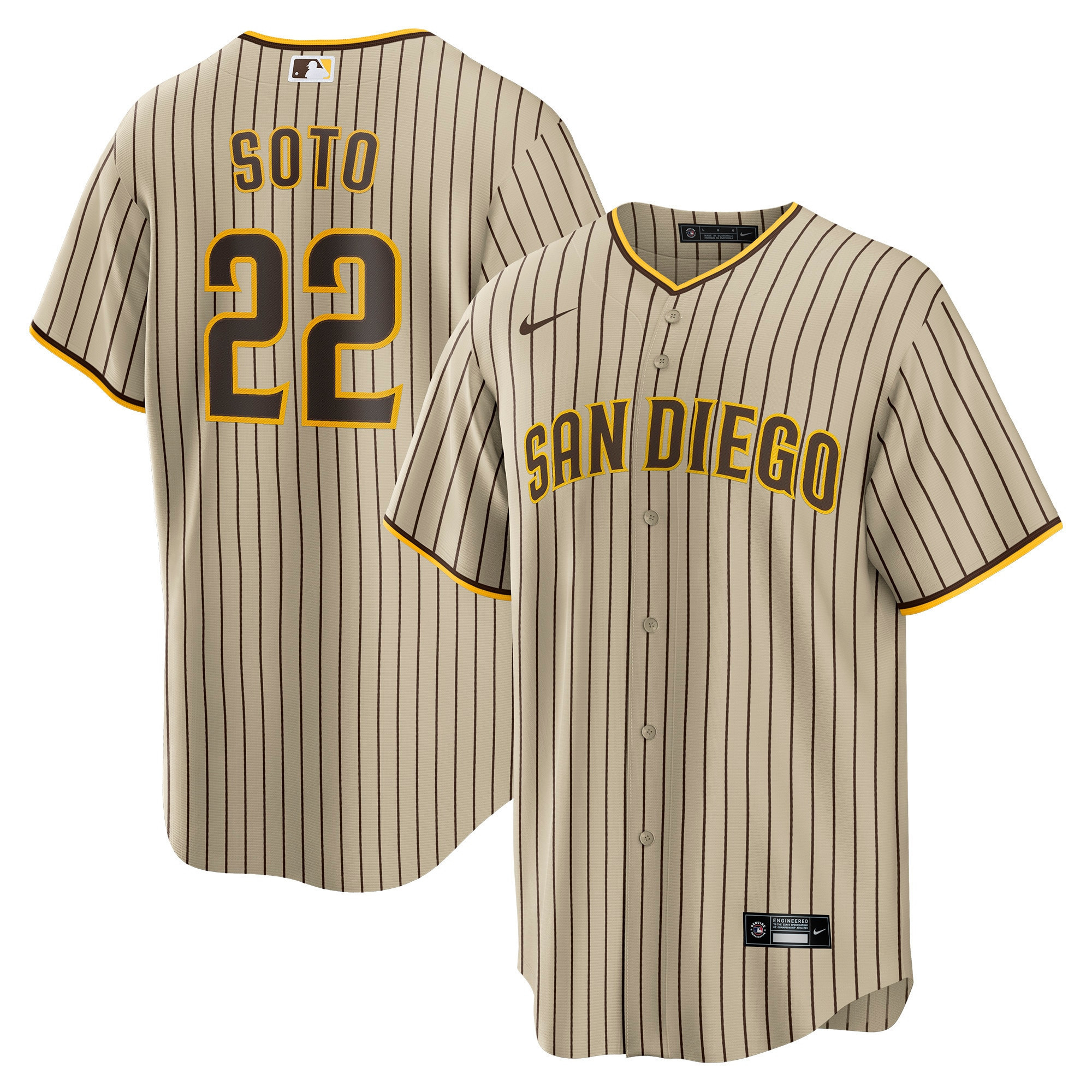 Juan Soto San Diego Padres Alternate Replica Player Jersey Tan Mlb