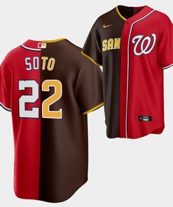 Juan Soto Split Edition Padres x Nationals Brown Red 22 Alternate Jersey