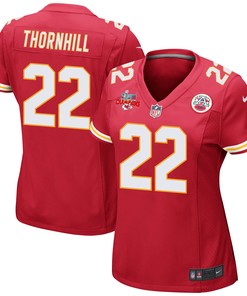 Juan Thornhill 22 Kansas City Chiefs Super Bowl LVII Champions 3 Stars Women Game Jersey - Red