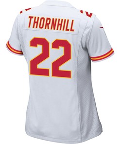 Juan Thornhill 22 Kansas City Chiefs Super Bowl LVII Champions 3 Stars Women Game Jersey - White