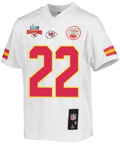 Juan Thornhill 22 Kansas City Chiefs Super Bowl LVII Champions 3 Stars Youth Game Jersey - White