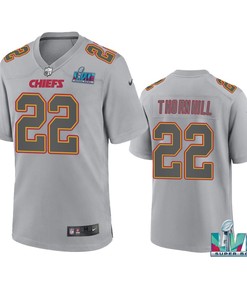 Juan Thornhill 22 Kansas City Chiefs Super Bowl LVII Patch Atmosphere Fashion Game Jersey - Gray