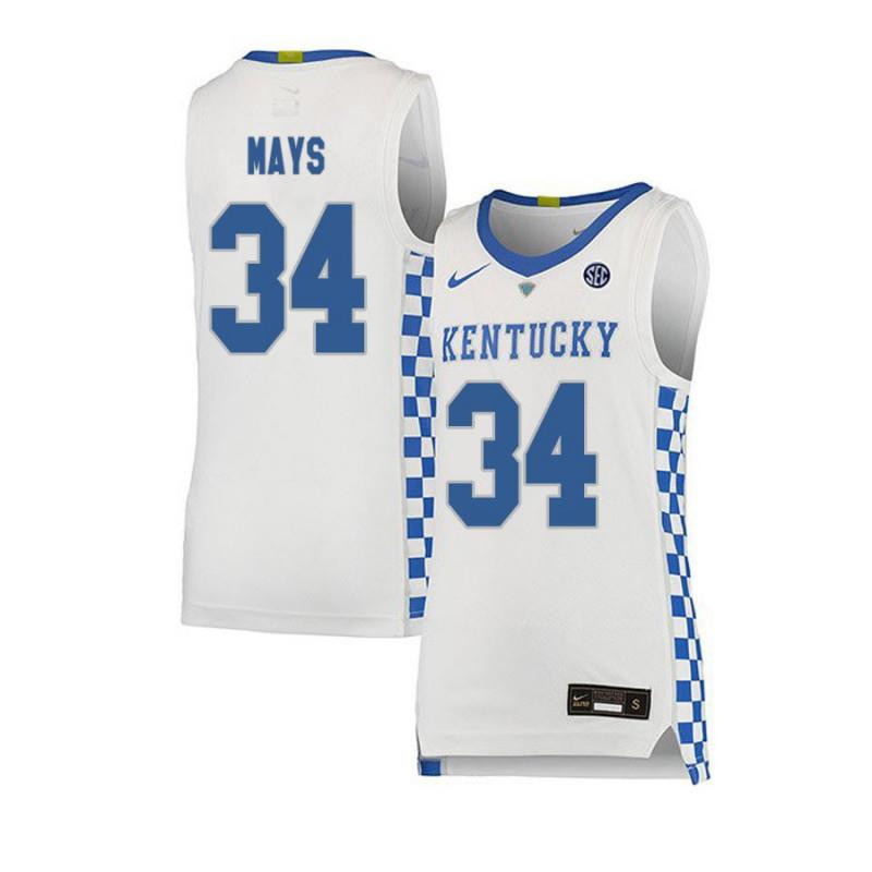 Julius Mays 34 Kentucky Wildcats Basketball Elite Men Jersey - White