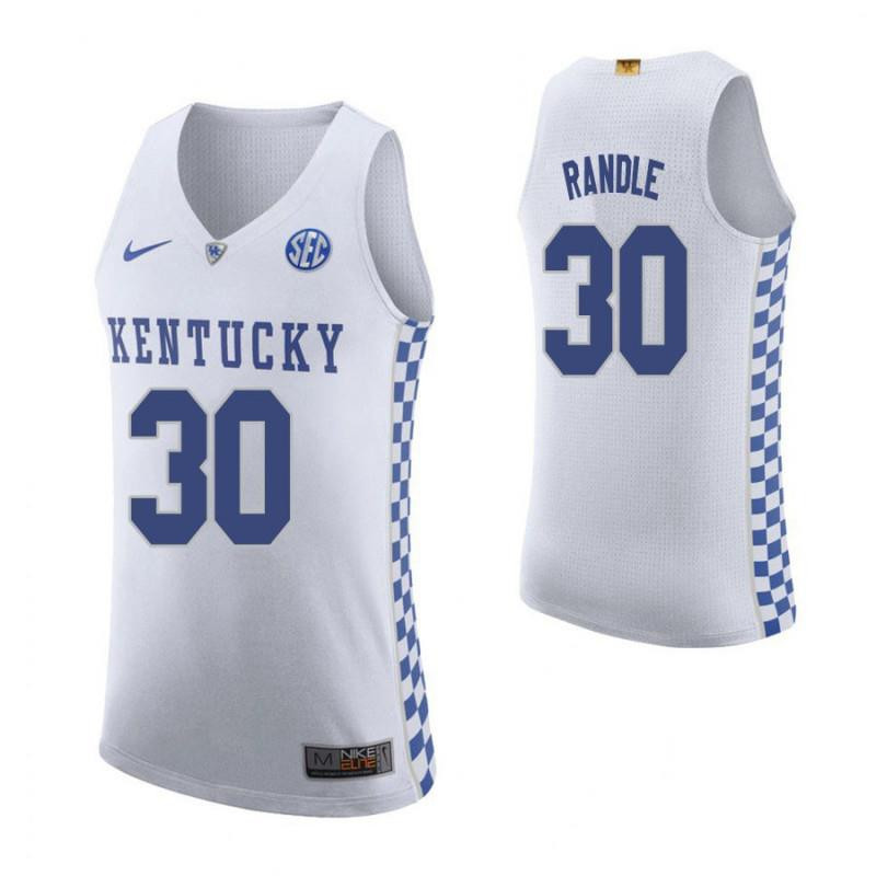 Julius Randle 30 Kentucky Wildcats Elite Basketball Road Men Jersey - White