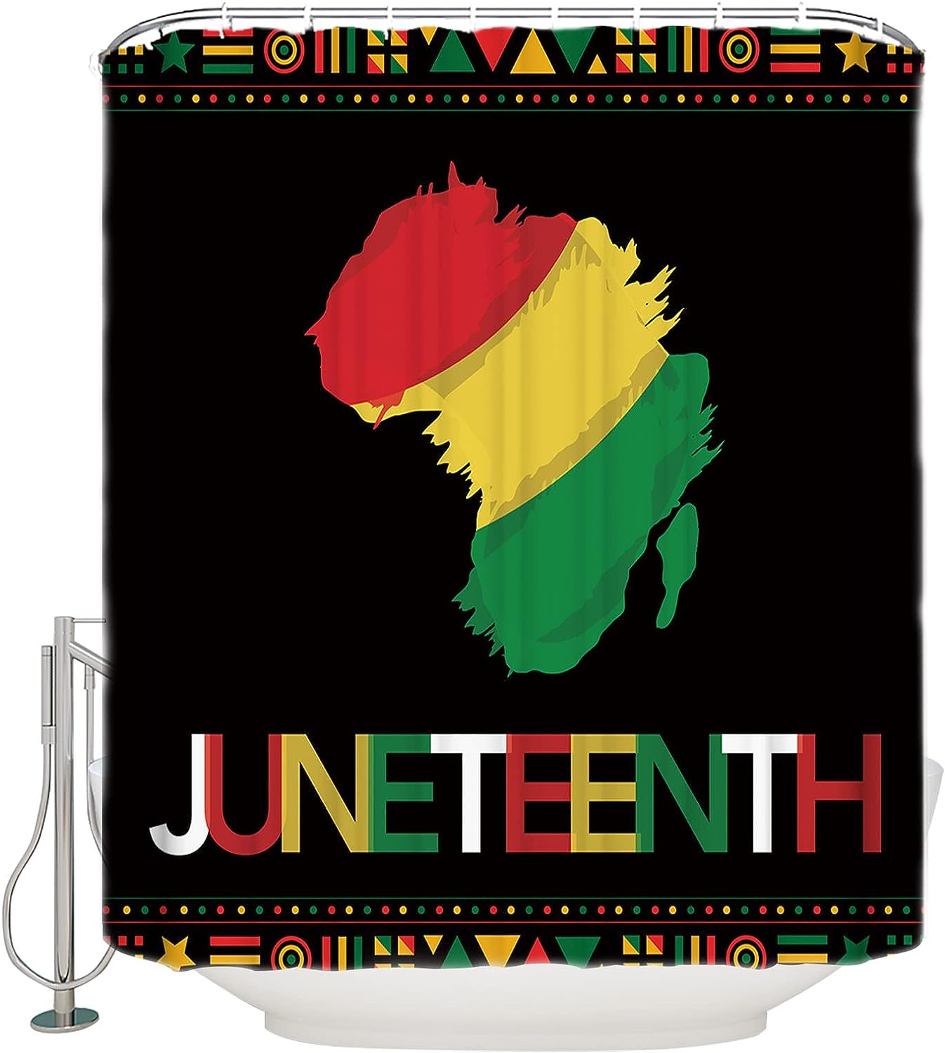 Juneteenth American Freedom Day Africa Ethnic Shower Curtain with Reinforced Buttonholes for Bathroom Showers