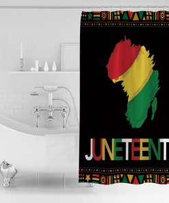 Juneteenth American Freedom Day Africa Ethnic Shower Curtain with Reinforced Buttonholes for Bathroom Showers