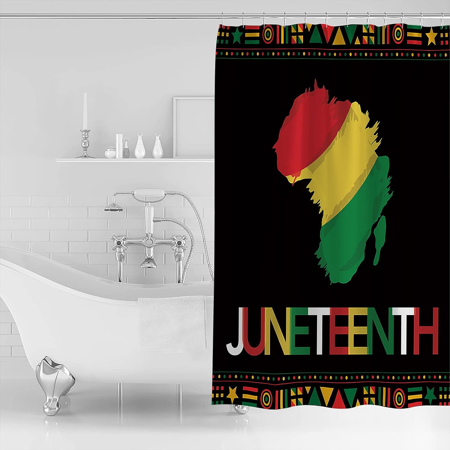 Juneteenth American Freedom Day Africa Ethnic Shower Curtain with Reinforced Buttonholes for Bathroom Showers