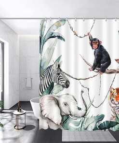 Jungle Animal and Elephant Shower Curtain