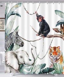 Jungle Animal and Elephant Shower Curtain