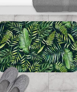 Jungle Monstera Green Leaves Boho Shower Curtain with Towel Set