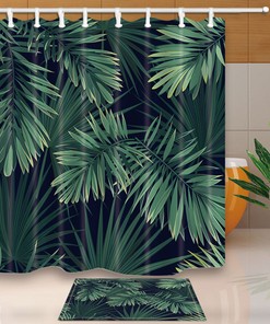 Jungle Plants Palm Leaves Shower Curtain for a Tropical-Inspired Bathroom Decor