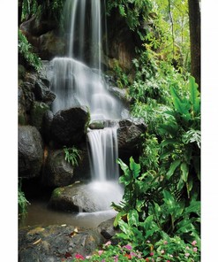 Jungle Waterfall Stall Shower Curtain, Fabric Bathroom Decor in Brown White, Bathroom Decor