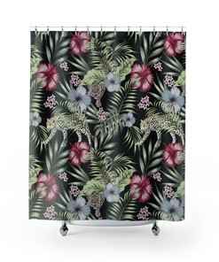 Jungle Wildlife Shower Curtain with Big Cats Design for Safari-Inspired Bathroom Decor 