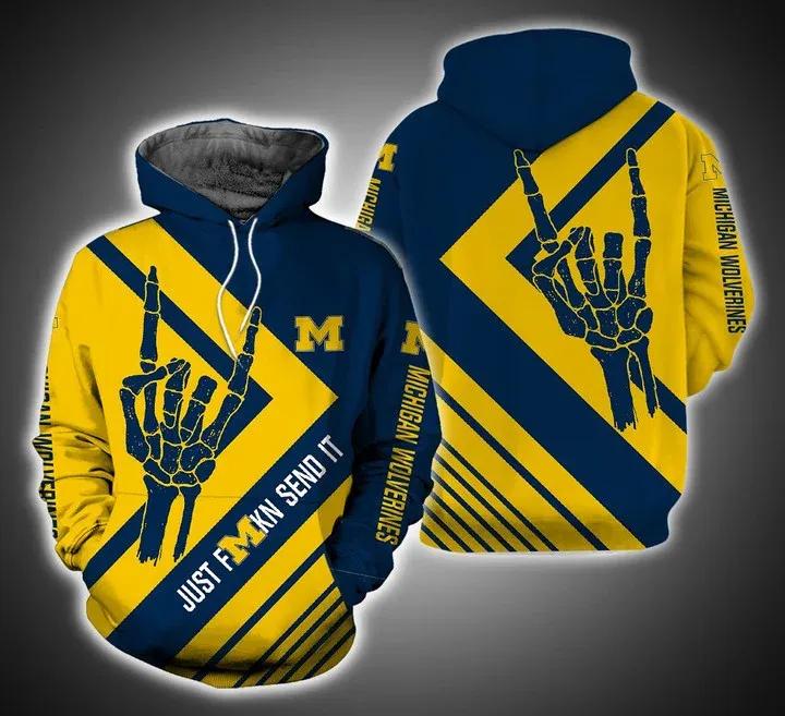 Just Send It Michigan Wolverines 3D Hoodie Michigan Wolverines Fan Gift Ideas