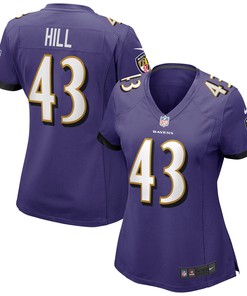 Justice Hill Baltimore Ravens Womens Game Jersey - Purple Nfl
