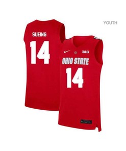 Justice Sueing 14 Ohio State Buckeyes Elite Basketball Youth Jersey - Red