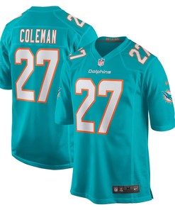 Justin Coleman Miami Dolphins Game Jersey - Aqua Nfl