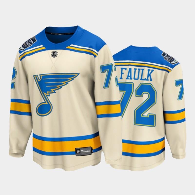 Justin Faulk Blues 2022 Winter Classic Bluenote Cream Jersey, Men Jersey