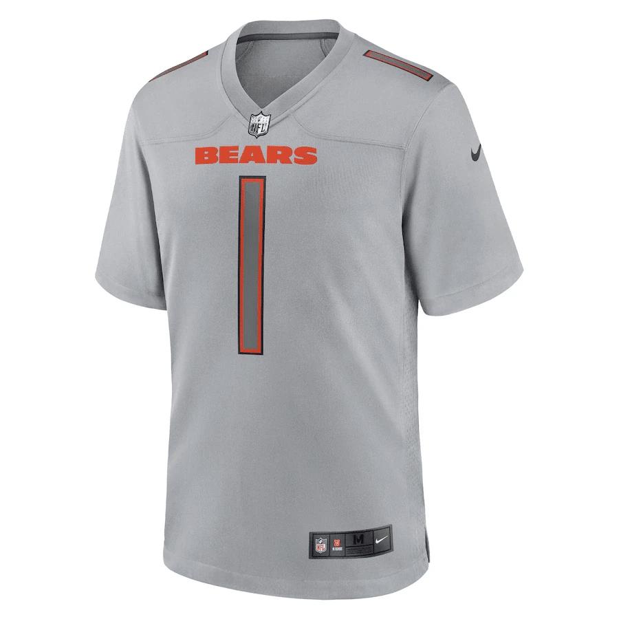 Justin Fields 1 Chicago Bears Men Atmosphere Fashion Game Jersey - Gray