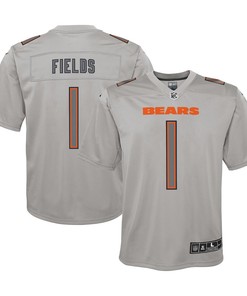 Justin Fields 1 Chicago Bears Youth Atmosphere Game Jersey - Gray