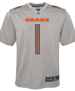 Justin Fields 1 Chicago Bears Youth Atmosphere Game Jersey - Gray