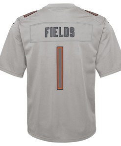 Justin Fields 1 Chicago Bears Youth Atmosphere Game Jersey - Gray