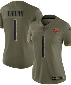Justin Fields Chicago Bears Women's 2022 Salute To Service Limited Jersey - Olive