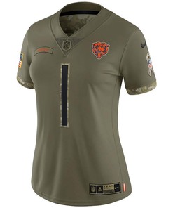 Justin Fields Chicago Bears Women's 2022 Salute To Service Limited Jersey - Olive